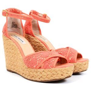 STEVE MADDEN Marrvil Coral Lace Espadrilles Wedge Heels Shoes Women's Size 8 M